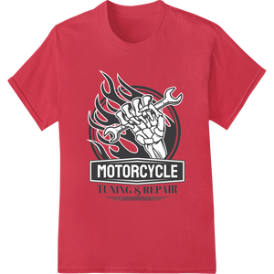 Durable DTF transfers applied to Ignite Your Style: Motorcycle Tuning & Repair DTF Print