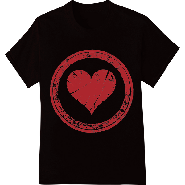 Vintage Valentine's Heart Stamp DTF Transfer Print on black shirt - SUPERDTF-DTF Prints-DTF Transfers-Custom DTF Prints