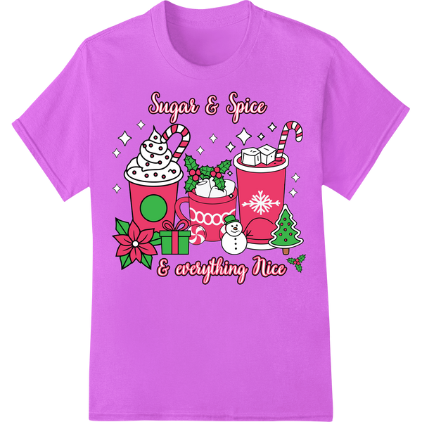 Festive Sugar & Spice Christmas DTF Print Heat Transfer on purple shirt - SUPERDTF-DTF Prints-DTF Transfers-Custom DTF Prints