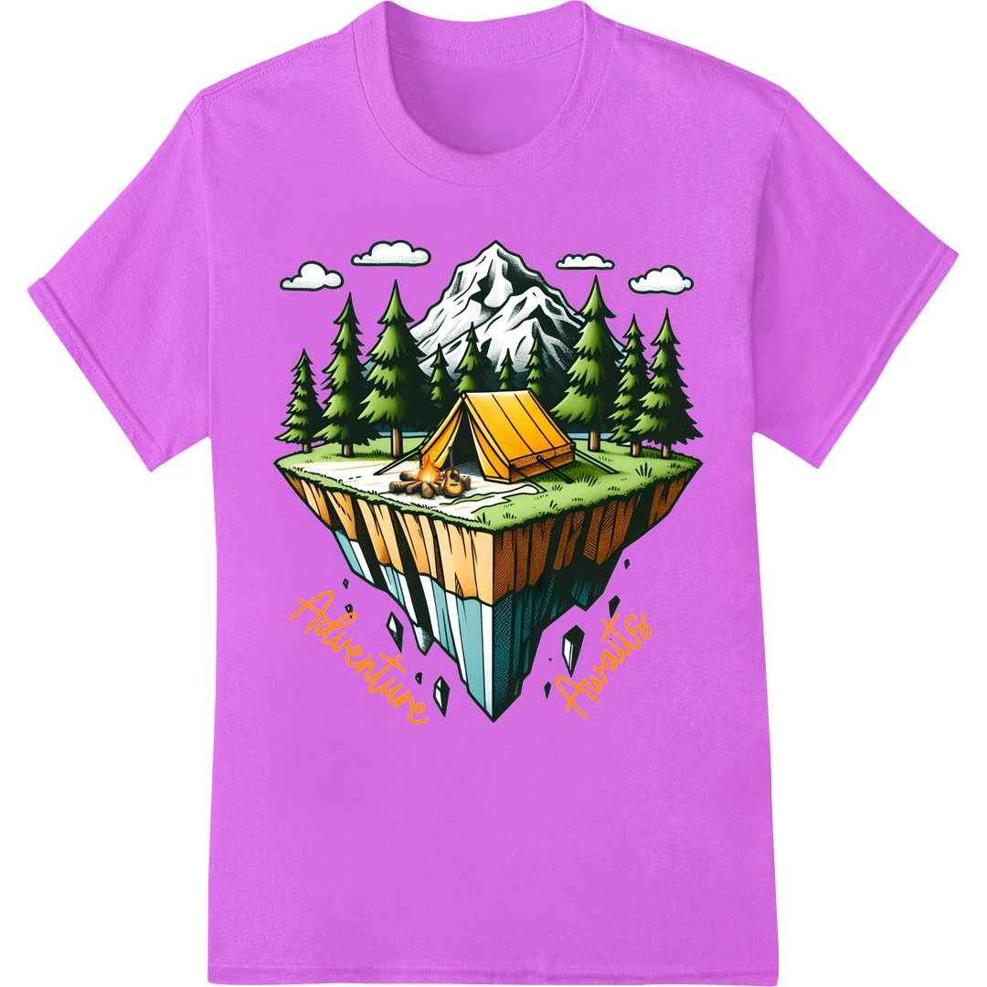 Embark on an Adventure: Vibrant Camping DTF Print Transfer on purple shirt - SUPERDTF-DTF Prints-DTF Transfers-Custom DTF Prints