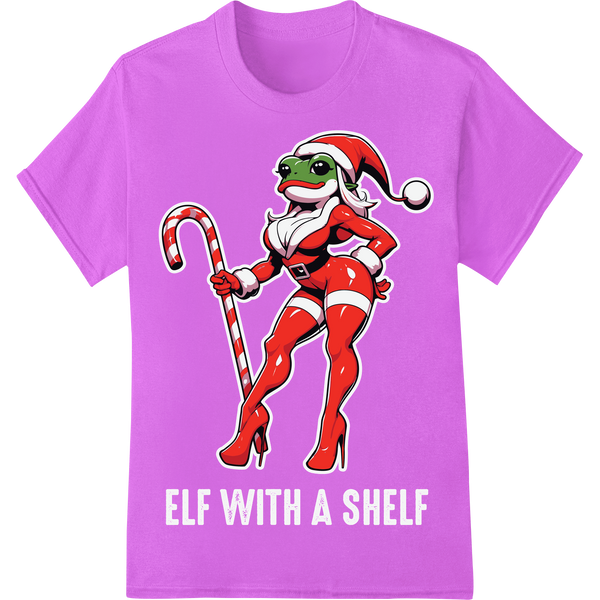 Hilarious Frog Santa DTF Print - Quirky Christmas Transfer on purple shirt - SUPERDTF-DTF Prints-DTF Transfers-Custom DTF Prints