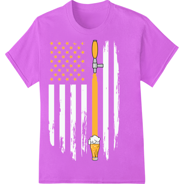 Starry Beer Tap: Humorous Craft Brew Heat Transfer Design on purple shirt - SUPERDTF-DTF Prints-DTF Transfers-Custom DTF Prints