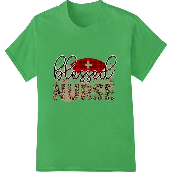 Blessed Nurse: Inspiring Leopard Print DTF Heat Transfer made with premium DTF prints