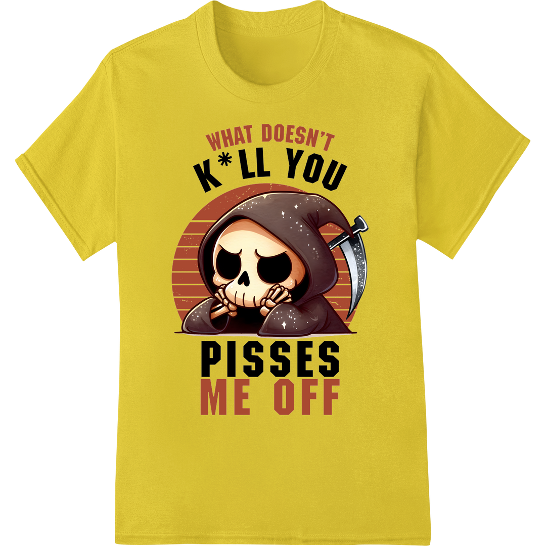 Edgy Grim Reaper Skull DTF Print Heat Transfer | Halloween on yellow shirt - SUPERDTF-DTF Prints-DTF Transfers-Custom DTF Prints