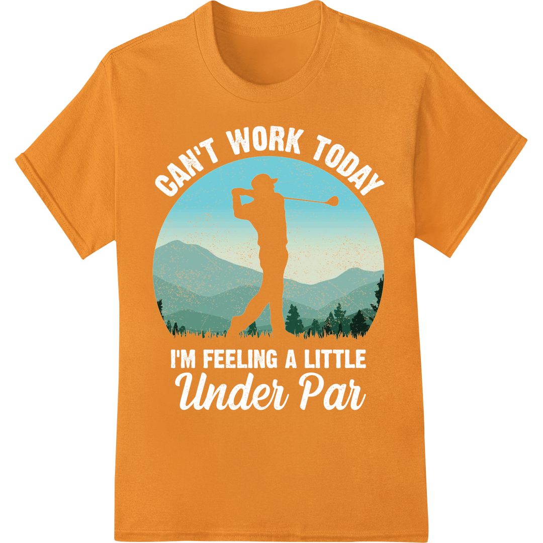 Silhouette Golfer Swinging DTF Heat Transfer Print on orange shirt - SUPERDTF-DTF Prints-DTF Transfers-Custom DTF Prints