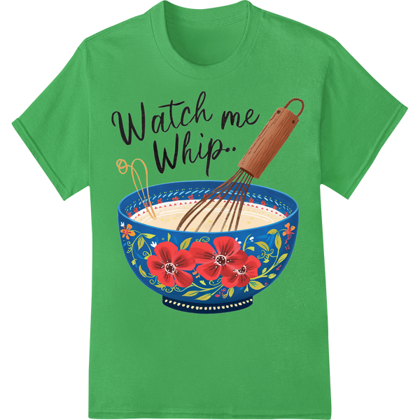 Whip Up Laughter with This Punny Kitchen DTF Print Transfer on green shirt - SUPERDTF-DTF Prints-DTF Transfers-Custom DTF Prints