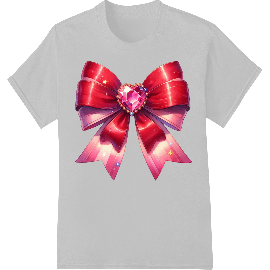 Charming Coquette: Romantic Red Bow DTF Print Heat Transfer on white shirt - SUPERDTF-DTF Prints-DTF Transfers-Custom DTF Prints