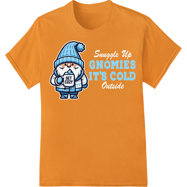 Adorable 'Gnomies It's Cold' Snowman DTF Print Transfer on orange shirt - SUPERDTF-DTF Prints-DTF Transfers-Custom DTF Prints