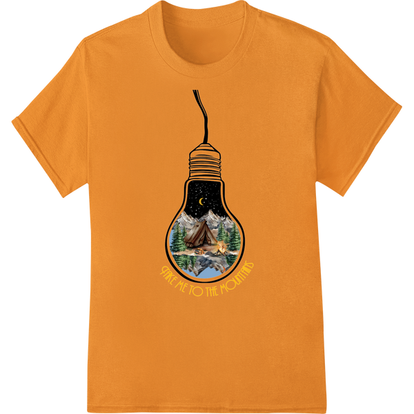 Illuminate Your Outdoor Spirit with Our Camping DTF Print on orange shirt - SUPERDTF-DTF Prints-DTF Transfers-Custom DTF Prints