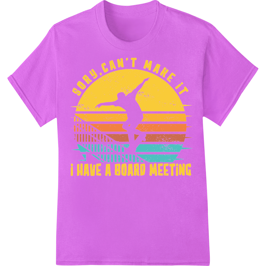 Retro Skater's Sunset: Humorous DTF Print Heat Transfer on purple shirt - SUPERDTF-DTF Prints-DTF Transfers-Custom DTF Prints