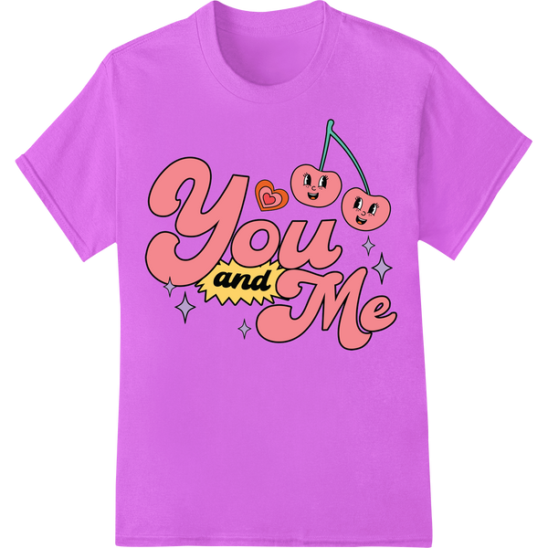 Adorable 'You and Me' Valentine's Day DTF Print Transfer on purple shirt - SUPERDTF-DTF Prints-DTF Transfers-Custom DTF Prints