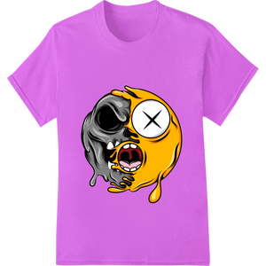 Unique customized apparel for Edgy Skull Emoji Heat Transfer - Bold Yellow and Black