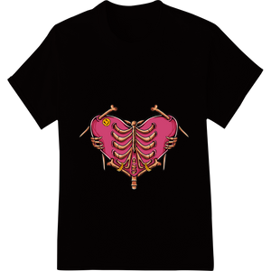 Expert digital printing craftsmanship on Hauntingly Beautiful Ribcage Heart - Halloween DTF Print