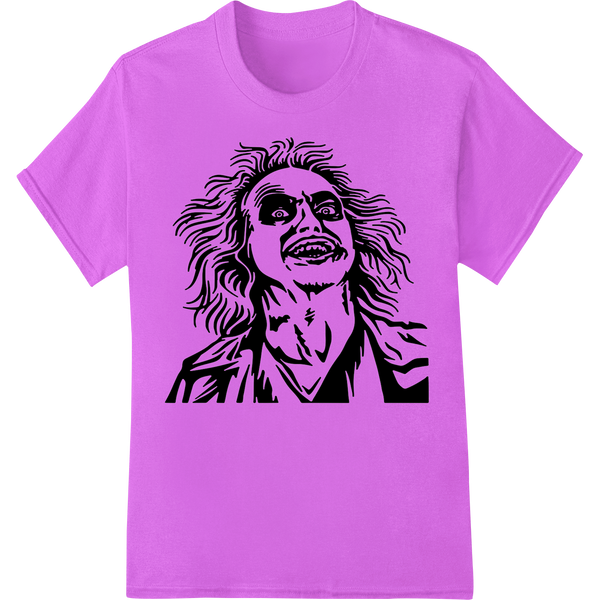 Bring Beetlejuice to Life with This Spooky DTF Transfer on purple shirt - SUPERDTF-DTF Prints-DTF Transfers-Custom DTF Prints