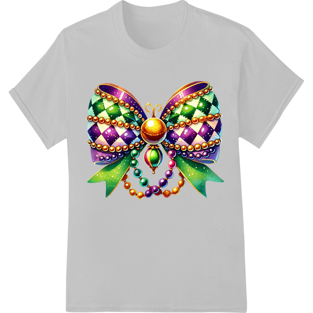 Vibrant Mardi Gras Butterfly DTF Print Heat Transfer on white shirt - SUPERDTF-DTF Prints-DTF Transfers-Custom DTF Prints