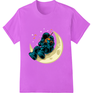 Serenading Astronaut: A Cosmic Melody on the Moon with custom high-quality t-shirt printing artwork