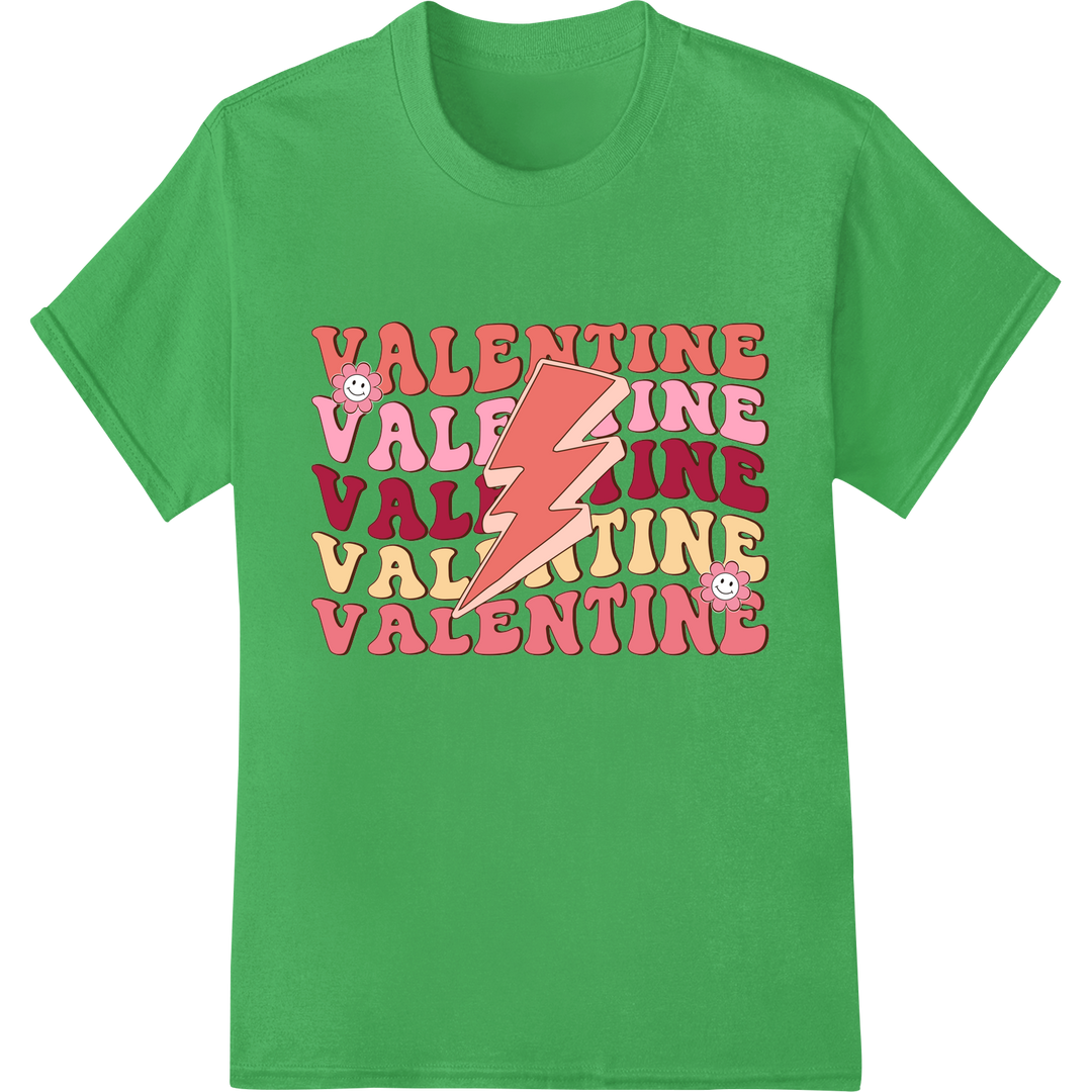 Bold Valentine's Day Pattern - Vibrant DTF Print Heat Transfer on green shirt - SUPERDTF-DTF Prints-DTF Transfers-Custom DTF Prints