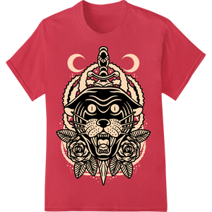 Regal Feline: Ornate Cat Tattoo Design for DTF Printing made with premium bulk t-shirt printing