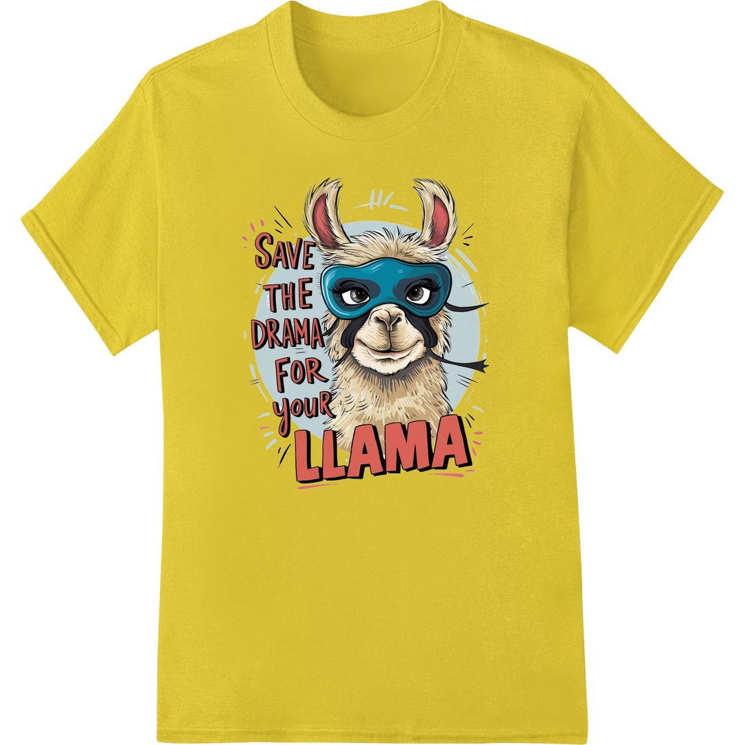 Witty Llama DTF Print: Save the Drama for Your Mama Pun on yellow shirt - SUPERDTF-DTF Prints-DTF Transfers-Custom DTF Prints