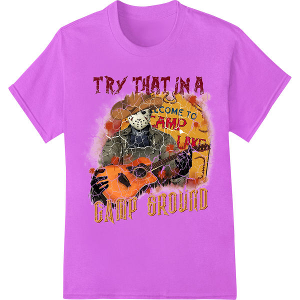 Dare to Camp: Edgy Skull DTF Print Heat Transfer on purple shirt - SUPERDTF-DTF Prints-DTF Transfers-Custom DTF Prints