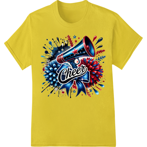 Patriotic 'Cheer' July 4th Burst - DTF Print Heat Transfer on yellow shirt - SUPERDTF-DTF Prints-DTF Transfers-Custom DTF Prints