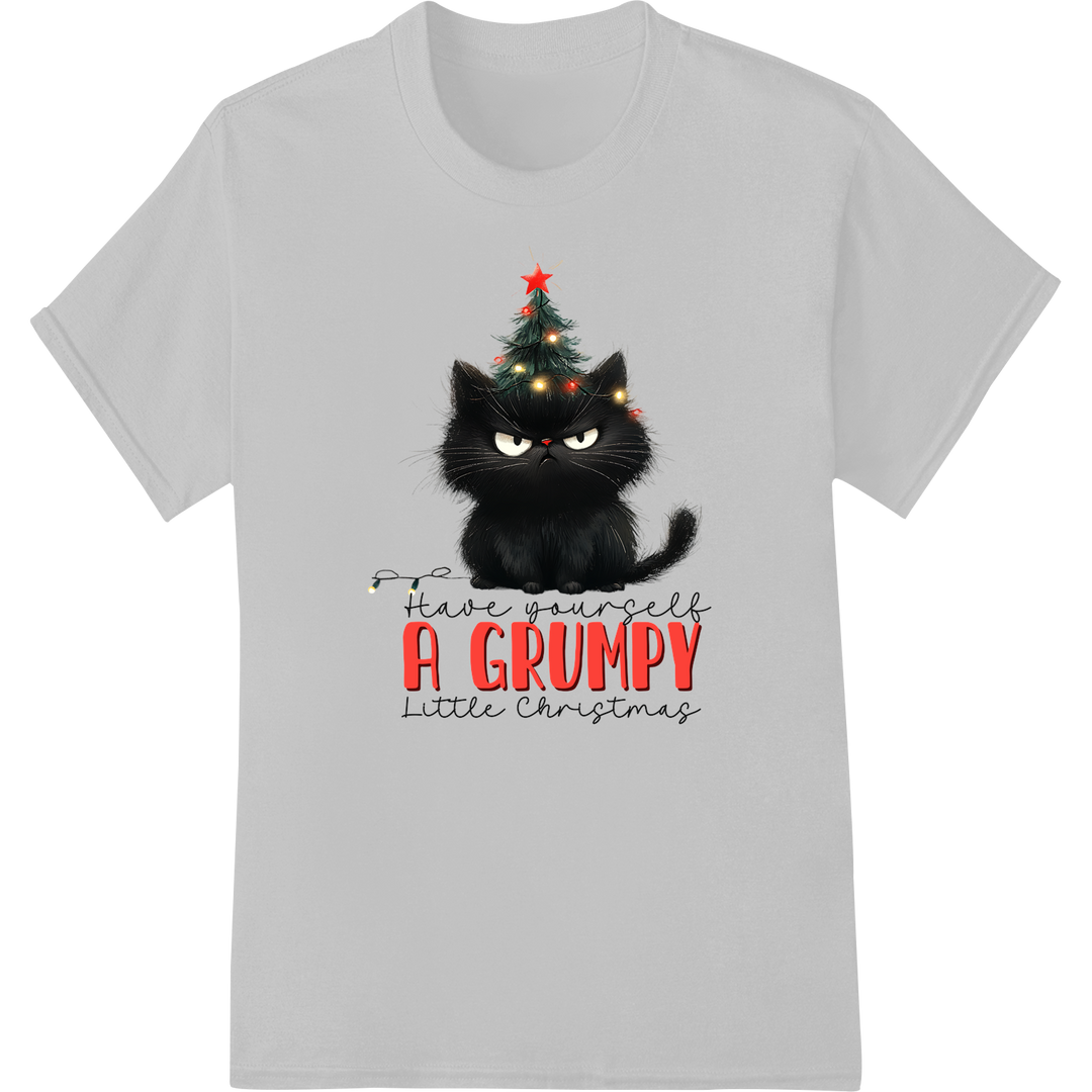 Grumpy Cat's Christmas: Festive Feline DTF Print Transfer on white shirt - SUPERDTF-DTF Prints-DTF Transfers-Custom DTF Prints