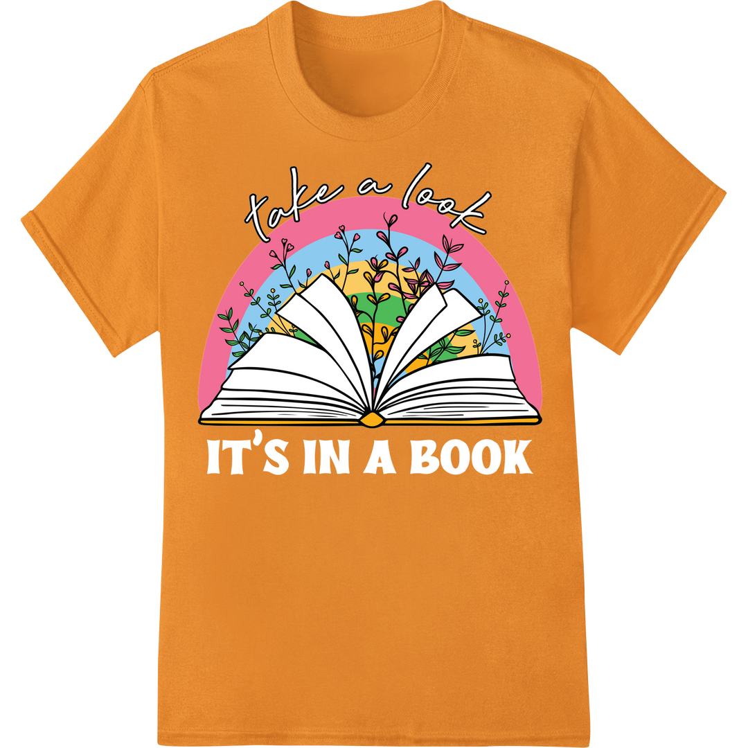 Whimsical Book Lovers' DTF Print Heat Transfer | Reading on orange shirt - SUPERDTF-DTF Prints-DTF Transfers-Custom DTF Prints