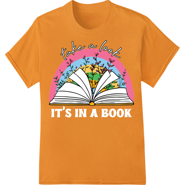 Whimsical Book Lovers' DTF Print Heat Transfer | Reading on orange shirt - SUPERDTF-DTF Prints-DTF Transfers-Custom DTF Prints