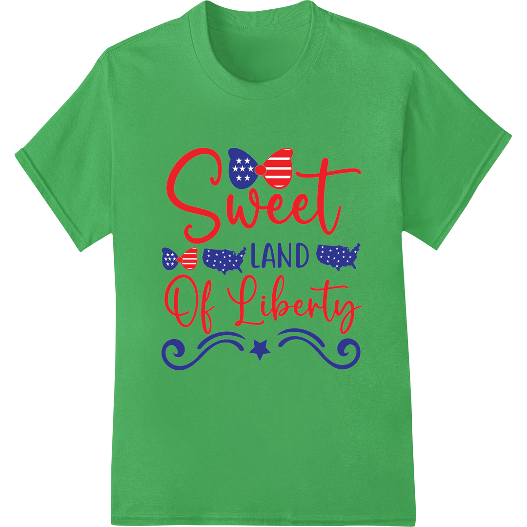 Patriotic 'Sweet LAND Of Liberty' 4th of July DTF Print on green shirt - SUPERDTF-DTF Prints-DTF Transfers-Custom DTF Prints