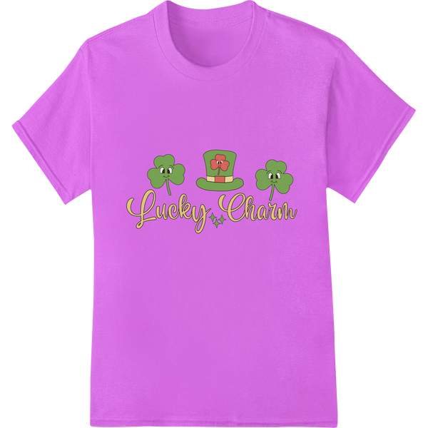 Retro Lucky Charm Shamrocks - St. Patrick's Day DTF Print on purple shirt - SUPERDTF-DTF Prints-DTF Transfers-Custom DTF Prints