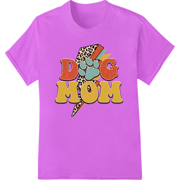 Trendy 'DOG MOM' Leopard Print DTF Heat Transfer for Gifts on purple shirt - SUPERDTF-DTF Prints-DTF Transfers-Custom DTF Prints