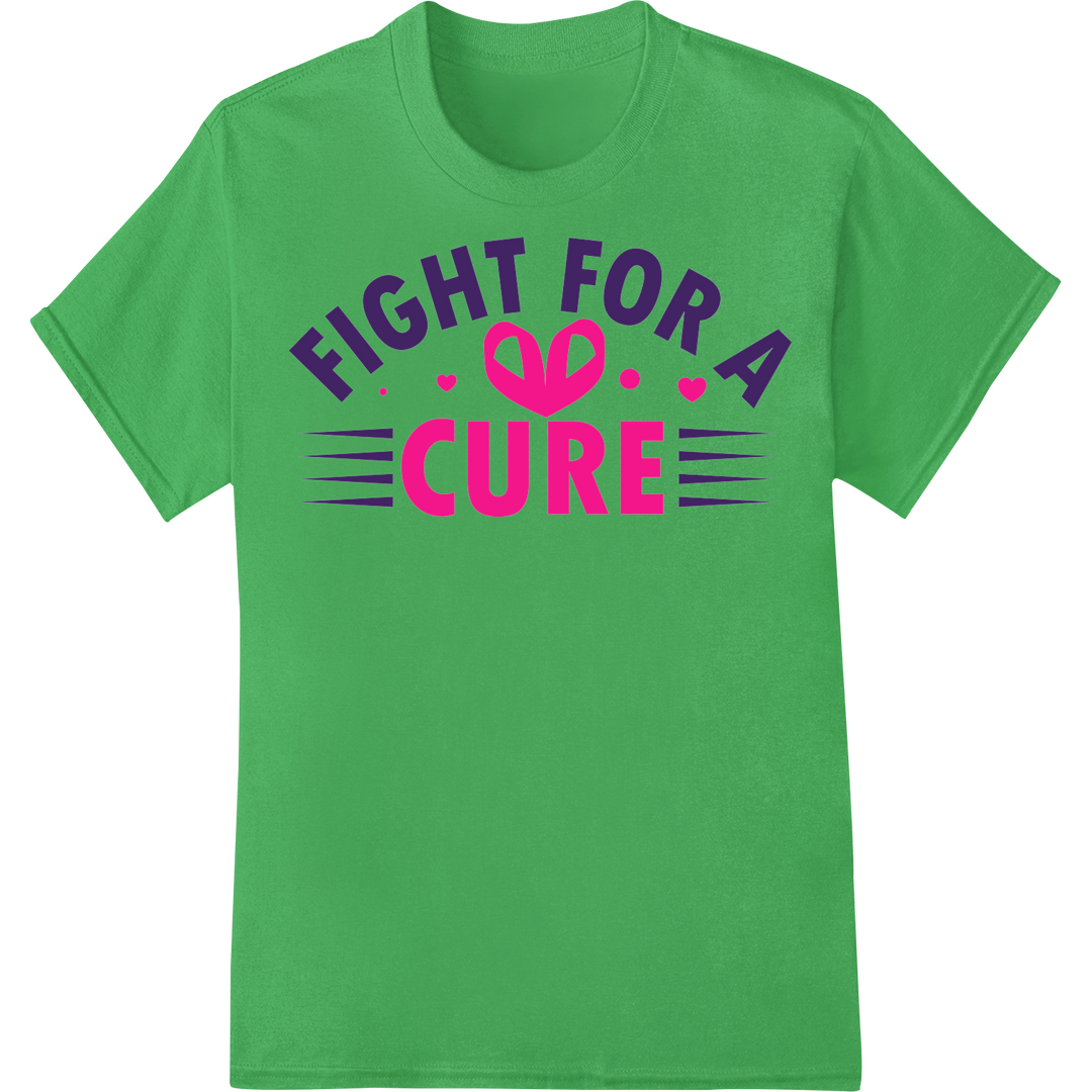 Fight for a Cure Pink Ribbon Heart DTF Print Heat Transfer on green shirt - SUPERDTF-DTF Prints-DTF Transfers-Custom DTF Prints