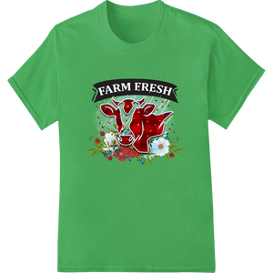 Rustic 'Farm Fresh' Red Cow DTF Print Heat Transfer enhanced with professional DTF technology