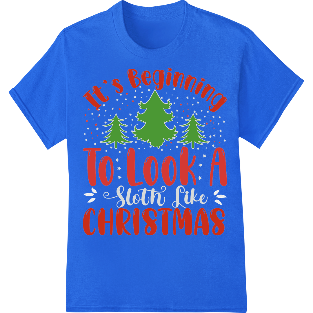 Festive 'Look A Christmas' Trees DTF Print Heat Transfer on blue shirt - SUPERDTF-DTF Prints-DTF Transfers-Custom DTF Prints