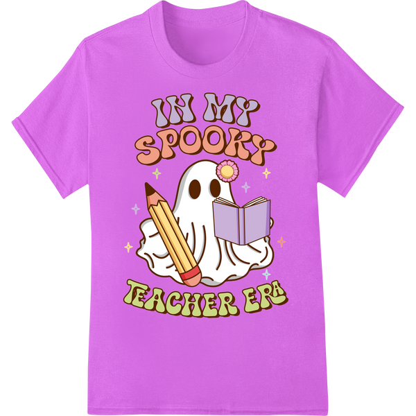 Spooky Retro Teacher Ghost DTF Print Heat Transfer on purple shirt - SUPERDTF-DTF Prints-DTF Transfers-Custom DTF Prints