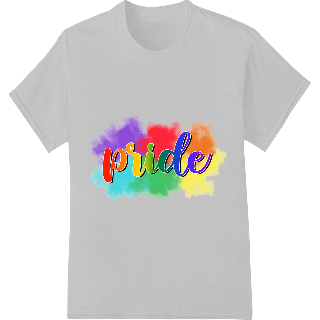 Vibrant 'Pride' LGBT Rainbow Watercolor-Style DTF Transfer on white shirt - SUPERDTF-DTF Prints-DTF Transfers-Custom DTF Prints