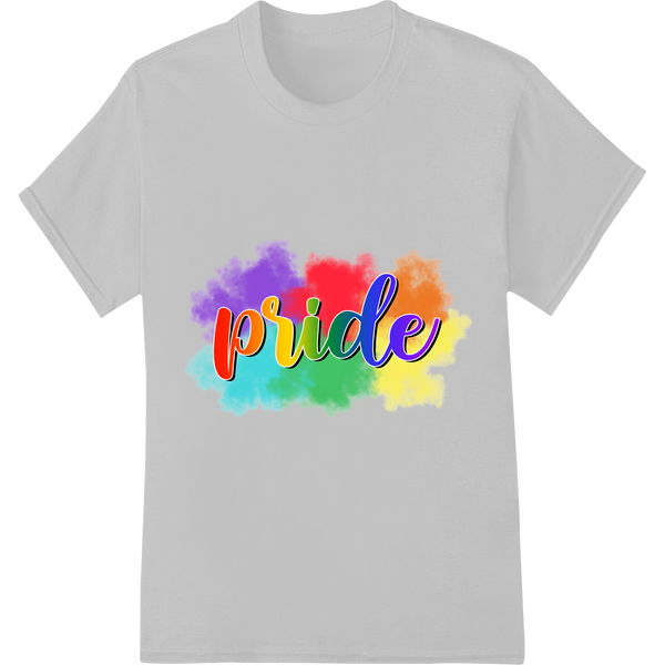 Vibrant 'Pride' LGBT Rainbow Watercolor-Style DTF Transfer on white shirt - SUPERDTF-DTF Prints-DTF Transfers-Custom DTF Prints