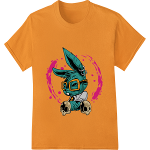 Rebel Rabbit: Skateboarding Graffiti DTF Print Heat Transfer enhanced with professional bulk t-shirt printing