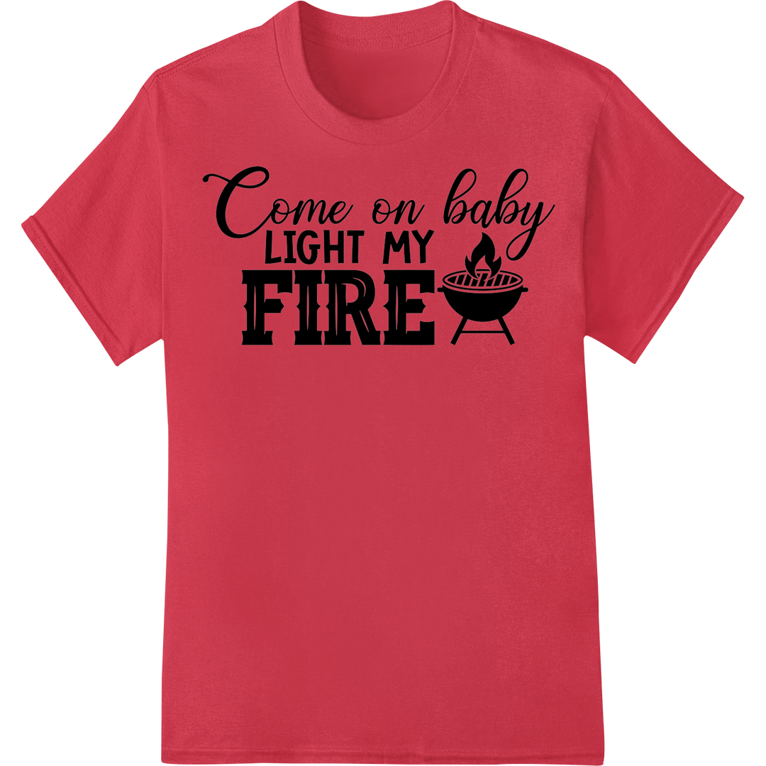 Ignite Your 4th of July Style: Fiery Grill DTF Print Transfer on red shirt - SUPERDTF-DTF Prints-DTF Transfers-Custom DTF Prints