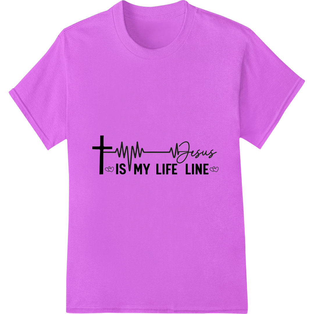 Jesus is My Life Line - Inspirational Faith DTF Print on purple shirt - SUPERDTF-DTF Prints-DTF Transfers-Custom DTF Prints