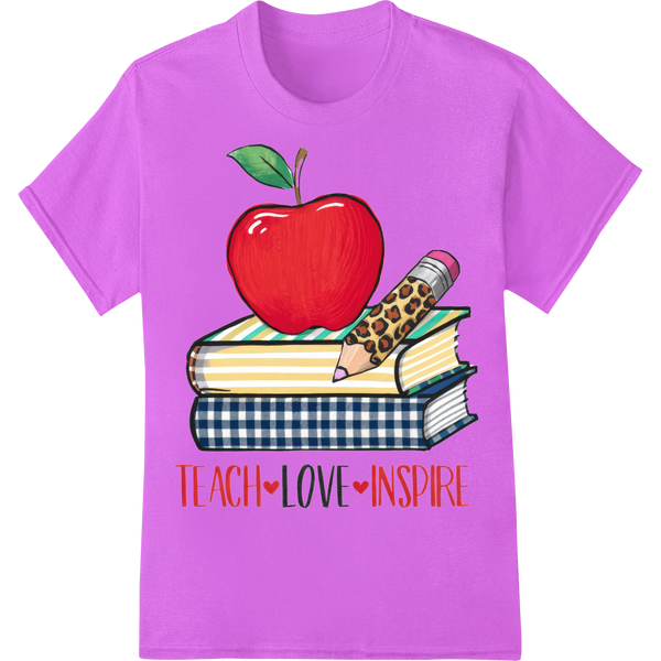 Teach Love Inspire | Teacher Gift DTF Print Heat Transfer on purple shirt - SUPERDTF-DTF Prints-DTF Transfers-Custom DTF Prints