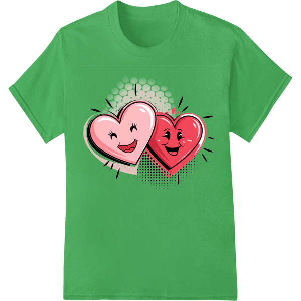 Lovable Heart Emojis: Valentine's Day DTF Print Transfer on green shirt - SUPERDTF-DTF Prints-DTF Transfers-Custom DTF Prints