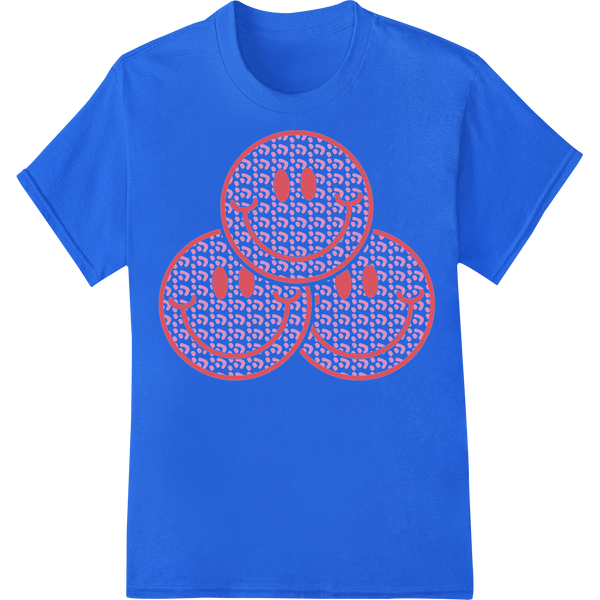 Smile All Day Smiley Faces DTF Heat Transfer by Super DTF on blue shirt - SUPERDTF-DTF Prints-DTF Transfers-Custom DTF Prints