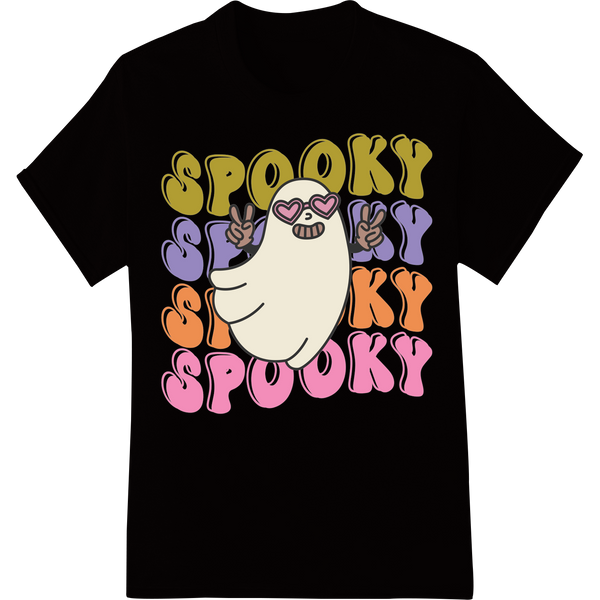 Cute ghost design with purple and green colors, perfect for a Halloween or spooky themed DTF print transfer.