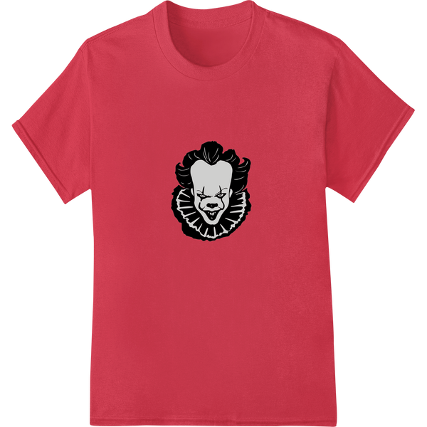 Pennywise-Inspired Clown Face DTF Print Heat Transfer on red shirt - SUPERDTF-DTF Prints-DTF Transfers-Custom DTF Prints