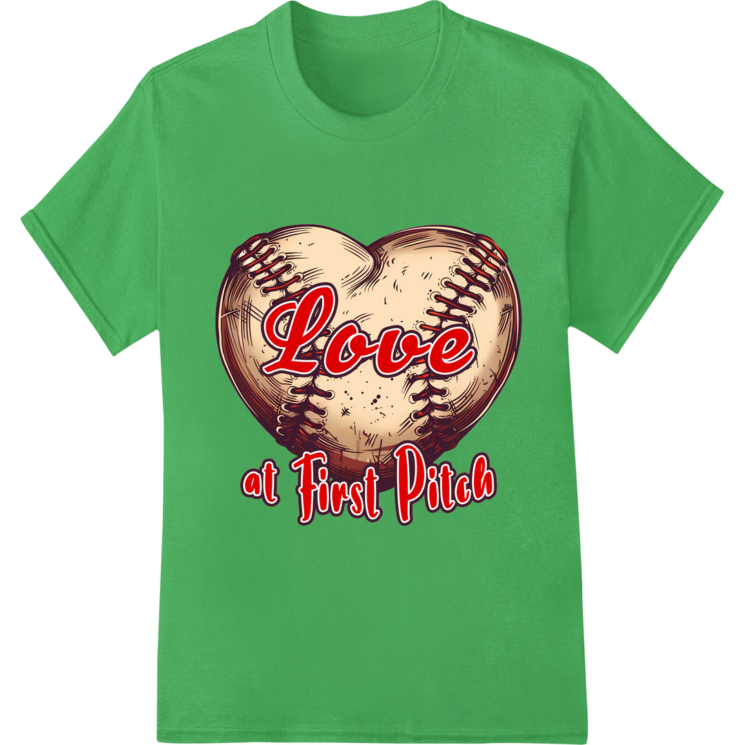 Love at First Pitch: Baseball Mom's Must-Have DTF Print on green shirt - SUPERDTF-DTF Prints-DTF Transfers-Custom DTF Prints