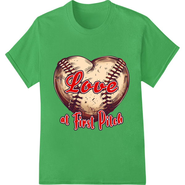 Love at First Pitch: Baseball Mom's Must-Have DTF Print on green shirt - SUPERDTF-DTF Prints-DTF Transfers-Custom DTF Prints