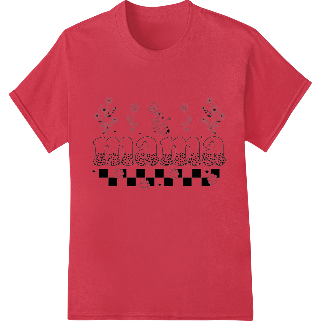 Elegant Floral "Mama" DTF Print Heat Transfer Design on red shirt - SUPERDTF-DTF Prints-DTF Transfers-Custom DTF Prints