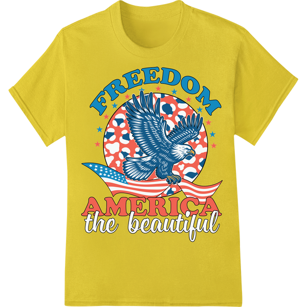 Patriotic Eagle: Celebrate Freedom with Bold DTF Print on yellow shirt - SUPERDTF-DTF Prints-DTF Transfers-Custom DTF Prints