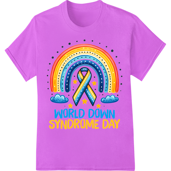 Stand Together: Vibrant Down Syndrome Awareness DTF Print on purple shirt - SUPERDTF-DTF Prints-DTF Transfers-Custom DTF Prints